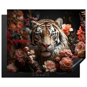 MuchoWow KRYT NA INDUKČNÍ DESKU Tygr - Zvíře - Příroda - Květiny - Botanické motivy 65x52 cm obraz