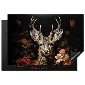 MuchoWow KRYT NA INDUKČNÍ DESKU Jelen - Zvíře - Květiny - Příroda - Botanický 78x52 cm obraz