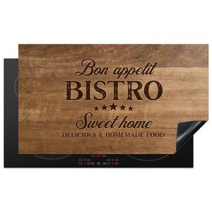 MuchoWow KRYT NA INDUKČNÍ DESKU Citace - Bistro - Dobrou chuť - Sweet home - Textura dřeva 91.6x52.7 cm obraz