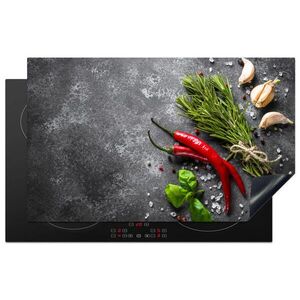 MuchoWow KRYT NA INDUKČNÍ DESKU Pepř - Bylinky - Koření - Beton 83x51 cm obraz