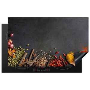 MuchoWow KRYT NA INDUKČNÍ DESKU Bylinky - Potraviny - Koření - Černá - Paprika - Skořice 85x52 cm obraz