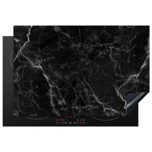 MuchoWow KRYT NA INDUKČNÍ DESKU Mramor - Černá - Bílá - Textura - Mramorový vzhled 78x52 cm obraz