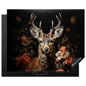 MuchoWow KRYT NA INDUKČNÍ DESKU Jelen - Zvíře - Květiny - Příroda - Botanický 65x52 cm obraz