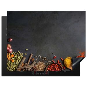 MuchoWow KRYT NA INDUKČNÍ DESKU Bylinky - Potraviny - Koření - Černá - Paprika - Skořice 77x59 cm obraz