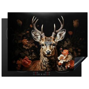 MuchoWow KRYT NA INDUKČNÍ DESKU Jelen - Zvíře - Květiny - Příroda - Botanický 71x52 cm obraz