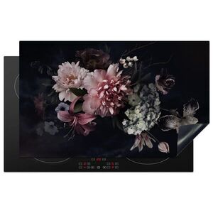 MuchoWow KRYT NA INDUKČNÍ DESKU Květiny - Vintage - pastelové - růžové - bílé 83x51 cm obraz