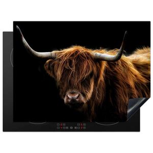 MuchoWow KRYT NA INDUKČNÍ DESKU Skotský horal - Rohy - Černá - Zvířata - Příroda - Divoká - Kráva 71x52 cm obraz