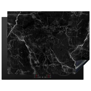MuchoWow KRYT NA INDUKČNÍ DESKU Mramor - Černá - Bílá - Textura - Mramorový vzhled 77x59 cm obraz
