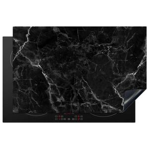 MuchoWow KRYT NA INDUKČNÍ DESKU Mramor - Černá - Bílá - Textura - Mramorový vzhled 80x52.2 cm obraz