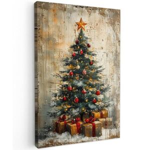 MuchoWow OBRAZ NA PLÁTNĚ Vánoční stromek - Vintage - Vánoce - Dárek 60x90 cm obraz