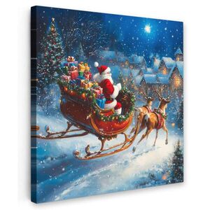 MuchoWow OBRAZ NA PLÁTNĚ Otec Vánoc - sobi - Vánoce - sníh 50x50 cm obraz