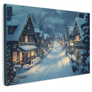 MuchoWow OBRAZ NA PLÁTNĚ Vánoční vesnice - Vánoce - Sníh - Zima 60x40 cm obraz