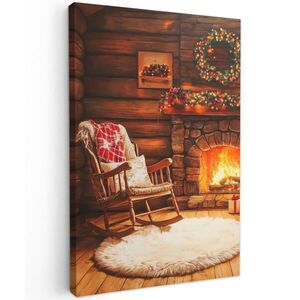 MuchoWow OBRAZ NA PLÁTNĚ Zima - Vánoce - Domov - Krb 20x30 cm obraz