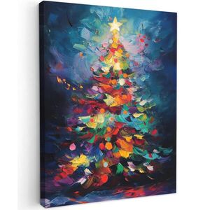 MuchoWow OBRAZ NA PLÁTNĚ Vánoční stromek - Vánoce - Abstraktní - Barevné 30x40 cm obraz