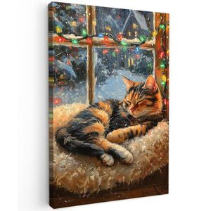 MuchoWow OBRAZ NA PLÁTNĚ Kočka - Vánoce - Zima - Zvíře 20x30 cm obraz