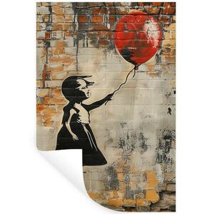 MuchoWow SAMOLEPKA NA ZEĎ Graffiti - Banksy - Dívka - Street art 80x120 cm obraz