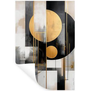 MuchoWow SAMOLEPKA NA ZEĎ Abstraktní - Zlato - Stříbro - Tvary - Estetické - Moderní 80x120 cm obraz