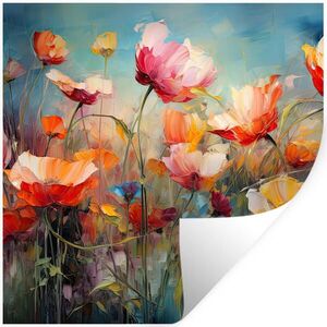 MuchoWow SAMOLEPKA NA ZEĎ Květiny - Akvarel - Umění - Botanické - Příroda 50x50 cm obraz
