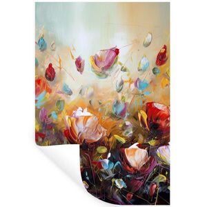 MuchoWow SAMOLEPKA NA ZEĎ Květiny - Umění - Příroda - Olejomalba 80x120 cm obraz