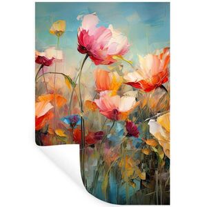 MuchoWow SAMOLEPKA NA ZEĎ Květiny - Akvarel - Umění - Botanické - Příroda 80x120 cm obraz