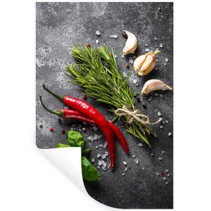 MuchoWow SAMOLEPKA NA ZEĎ Pepř - Bylinky - Koření - Beton 40x60 cm obraz