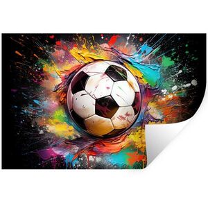 MuchoWow SAMOLEPKA NA ZEĎ Fotbal - barva - barvy - černá - bílá 60x40 cm obraz