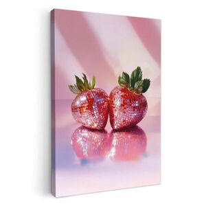 MuchoWow OBRAZ NA PLÁTNĚ Disco - Ovoce - Třpytky - Jahoda 20x30 cm obraz