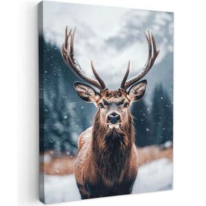 MuchoWow OBRAZ NA PLÁTNĚ Jeleni - Zvířata - Krajina - Zima - Sníh 30x40 cm obraz