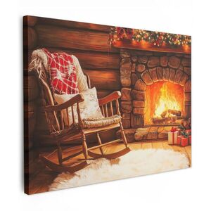 MuchoWow OBRAZ NA PLÁTNĚ Zima - Vánoce - Domov - Krb 40x30 cm obraz