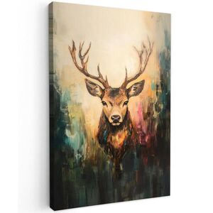 MuchoWow OBRAZ NA PLÁTNĚ Jelen - malovaný - paroží - hnědé 40x60 cm obraz