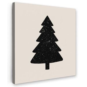 MuchoWow OBRAZ NA PLÁTNĚ Vánoční stromek - Černá - Holiday - Béžová 20x20 cm obraz