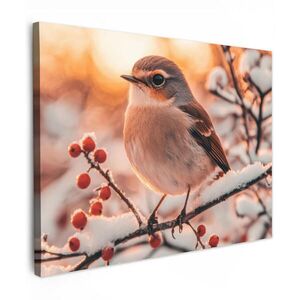 MuchoWow OBRAZ NA PLÁTNĚ Pták - Větev - Zima - Zvířata - Sníh 40x30 cm obraz