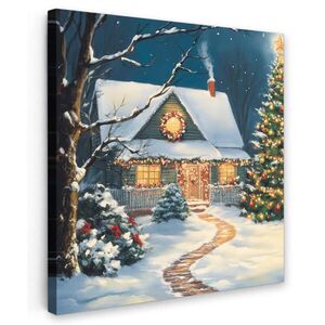 MuchoWow OBRAZ NA PLÁTNĚ Vánoce - Vánoční stromek - Zima - Domov - Sníh 20x20 cm obraz