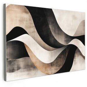 MuchoWow OBRAZ NA PLÁTNĚ Abstraktní - Vlny - Černá - Zvětralá 90x60 cm obraz