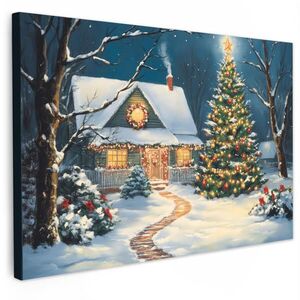 MuchoWow OBRAZ NA PLÁTNĚ Vánoce - Vánoční stromek - Zima - Domov - Sníh 30x20 cm obraz