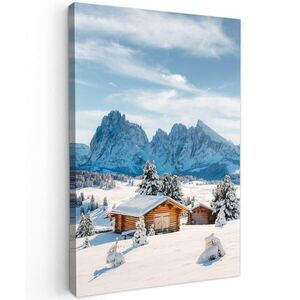 MuchoWow OBRAZ NA PLÁTNĚ Zima - Chata - Hory - Výhled - Sníh 20x30 cm obraz