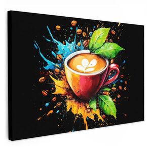 MuchoWow OBRAZ NA PLÁTNĚ Káva - Graffiti - Pití - Abstraktní 60x40 cm obraz
