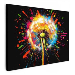 MuchoWow OBRAZ NA PLÁTNĚ Pampeliška - Graffiti - Barevné - Květiny - Příroda 80x60 cm obraz