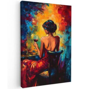 MuchoWow OBRAZ NA PLÁTNĚ Víno - Žena - Atmosférické - Barevné 60x90 cm obraz