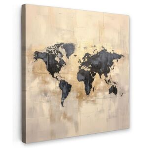 MuchoWow OBRAZ NA PLÁTNĚ Mapa světa - Zlatá - Černá - Abstraktní 20x20 cm obraz