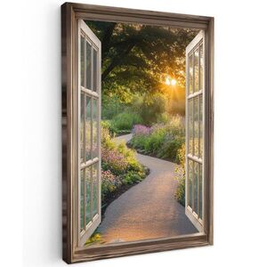 MuchoWow OBRAZ NA PLÁTNĚ Pohled - Květiny - Příroda - Slunce - Cesta 60x90 cm obraz