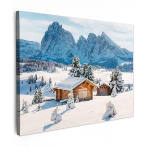 MuchoWow OBRAZ NA PLÁTNĚ Zima - Chata - Hory - Výhled - Sníh 40x30 cm obraz