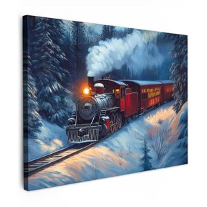 MuchoWow OBRAZ NA PLÁTNĚ Vlak - Vánoce - Sníh - Vánoční vlak 40x30 cm obraz