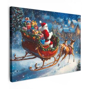 MuchoWow OBRAZ NA PLÁTNĚ Otec Vánoc - sobi - Vánoce - sníh 40x30 cm obraz