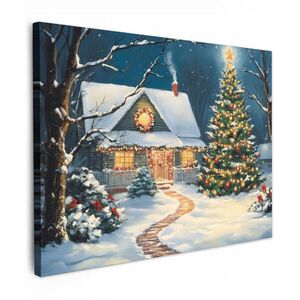 MuchoWow OBRAZ NA PLÁTNĚ Vánoce - Vánoční stromek - Zima - Domov - Sníh 40x30 cm obraz