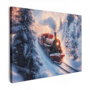 MuchoWow OBRAZ NA PLÁTNĚ Vánoční vlak - Sníh - Zima - Vánoce 40x30 cm obraz