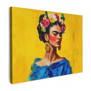 MuchoWow OBRAZ NA PLÁTNĚ Frida Kahlo - Žena - Žlutá - Modrá - Květiny 40x30 cm obraz