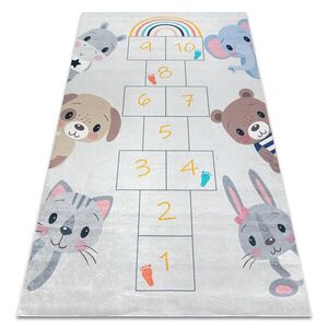 rugsX BAMBINO 43092 mycí kobereček Zvířata, poskok pro děti protiskluz - šedá / žlutý 120/170 cm obraz