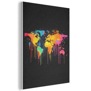 MuchoWow AKUSTICKÝ obraz Mapa světa - Barvy - Barevné - Graffiti - Svět 60x80 cm obraz