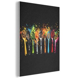 MuchoWow AKUSTICKÝ obraz Lžičky - koření - moderní - graffiti - barva - barevné 70x100 cm obraz